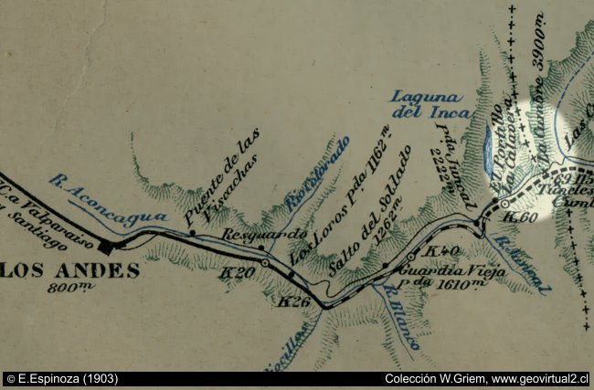 Mapa de Espinoza 1903, transandini, Chile