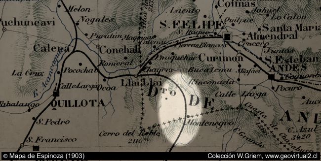 Cuesta Tabón en Chile: Mapa de Espinoza 1903