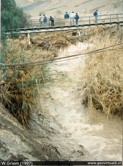 Der Copiapo-Fluss in der Atacama-Wüste nach den Regenfällen von 1997