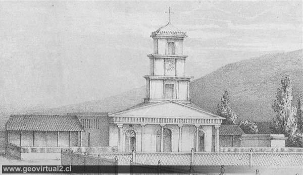 Copiapo - La catedral detalle del dibujo de Philippi 1860