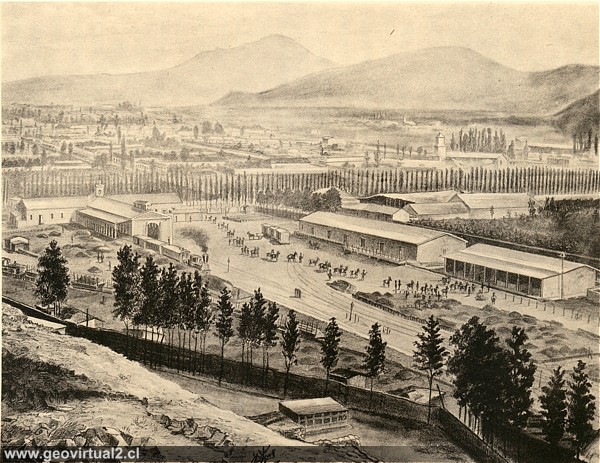 Copiapo con la estación ffcc de Treutler en 1854