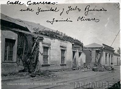 Calle Los Carreras después del terremoto en Copiapó 1922