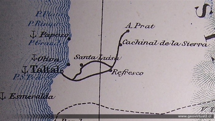Historische Karte der Salpeter Region von Espinoza 1903