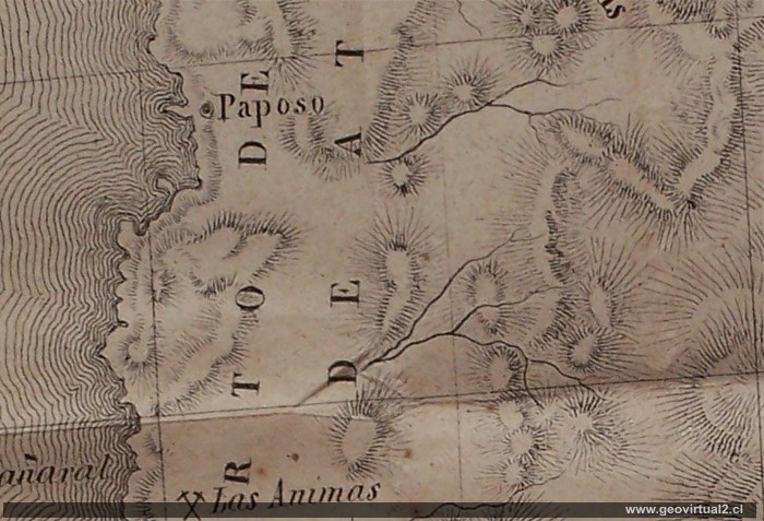 Karte von Pérez Rosales aus dem Jahr 1859: Salpeterdistrikt von Taltal