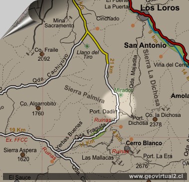 Mapa del sector Dadin, Región de Atacama