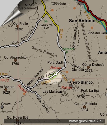 Mapa del sector Fraguita, Region de Atacama