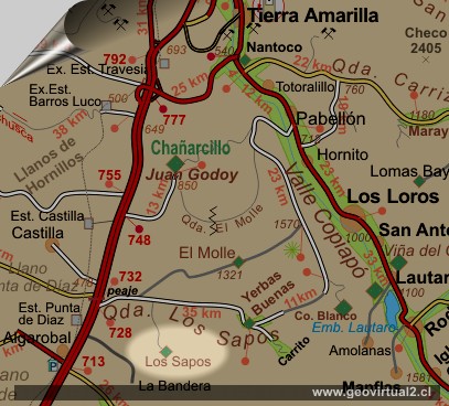 Mapa del sector Los Sapos