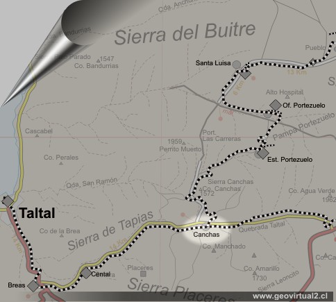 Mapa del FFCC de Taltal - Las Canchas