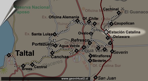 Carta Ferrocarril de Catalina y Salitreras in Chile