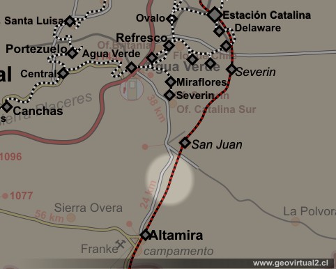 Mapa de la estación cerca San Juan, Desierto de Atacama