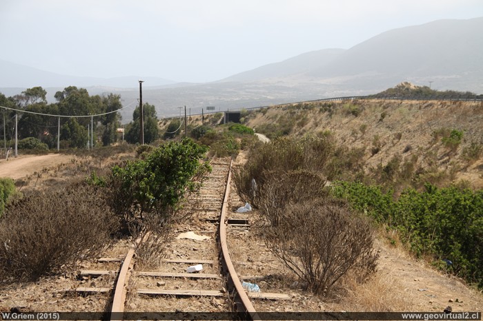 Línea ferrea cerca Ballena, longitudinal del Norte de Chile