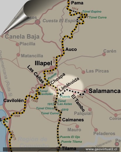 Mapa Limáhuida - Ferrocarriles del Norte de Chile