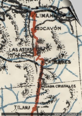 Mapa de Santiago Marín 1914: ferrocarril longitudinal norte de Chile