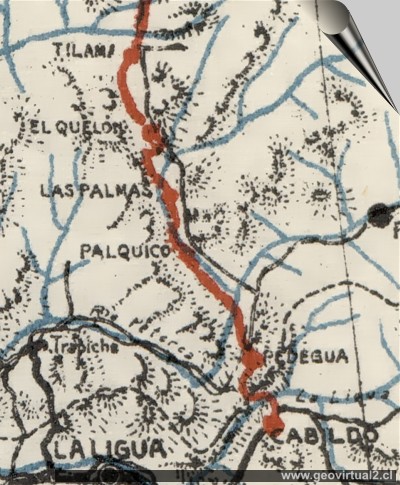 Mapa del trayecto longitudinal de Chile 1914