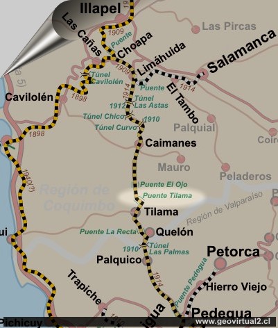 Mapa del sector Tilama - ffcc de Chile