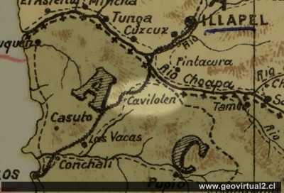 Carta de la ubicación de Cavilolen de 1903