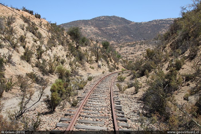 Linea ferrea cerca de Cavilolé, - longitudinal Norte de Chile