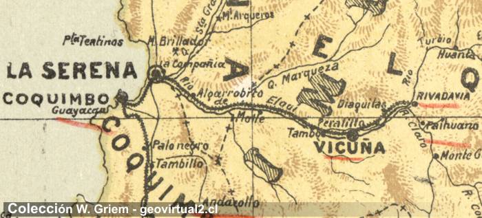Carta del ferrocarril del Valle del Elqui - Orrego, 1903