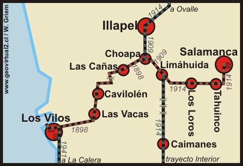 mapa linea Los Vilos - Salamanca