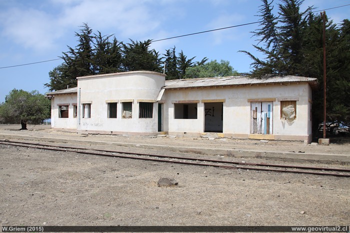 Estación ferrocarril de Los Molles, línea longitudinal en el Norte de Chile