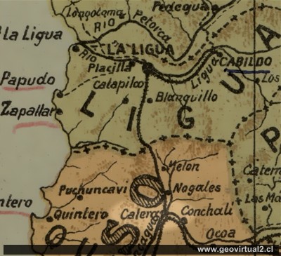 Carta de la linea ferrea Calera - Cabildo 1903
