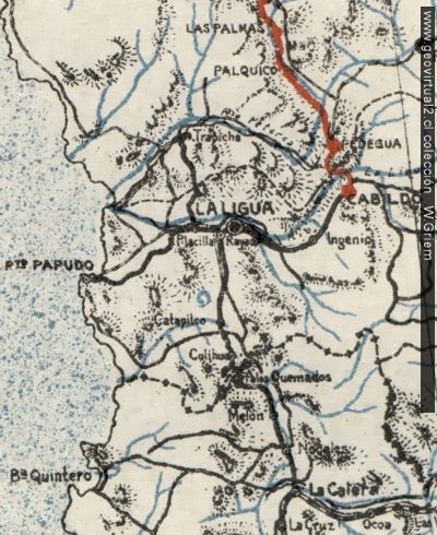 Mapa de la líneas ferreas en 1914 en Chile - S. Marín