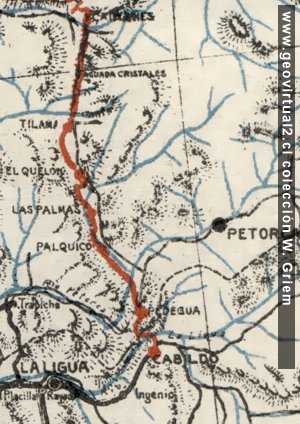 Carta de la linea ferrea longitudinal de Marín, 1914
