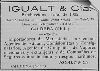 Werbung in Caldera um 1855 - Atacama, Chile