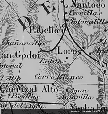Carta de la ubicación de Chañarcillo - Espinoza 1895