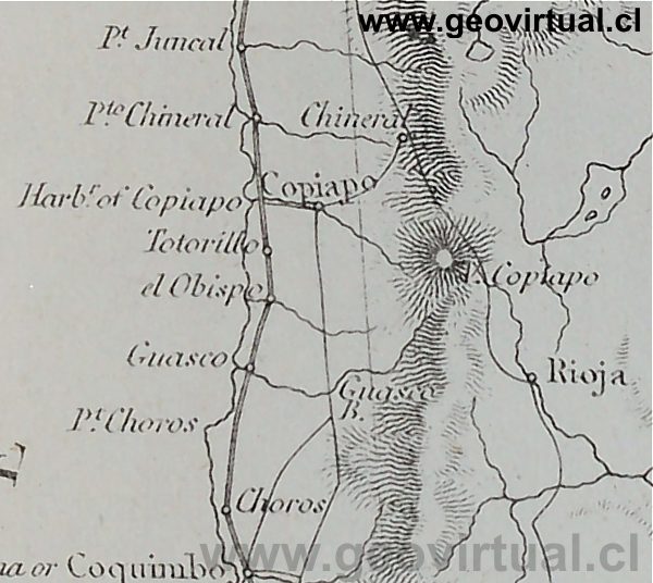 Karte von Atacama aus Charles Darwin