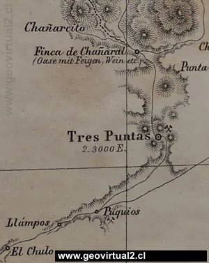 Carta histórica de la ubicación de Tres Puntas