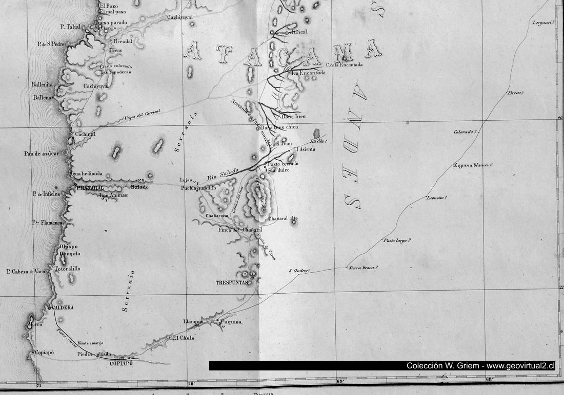 Mapa de Atacama: Philippi, 1860