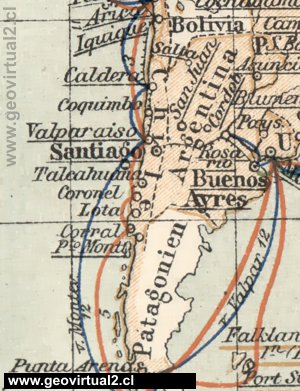 Karta de Sudamerica de Kunz, 1890