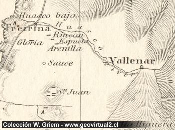 Karte von Vallenar um 1850