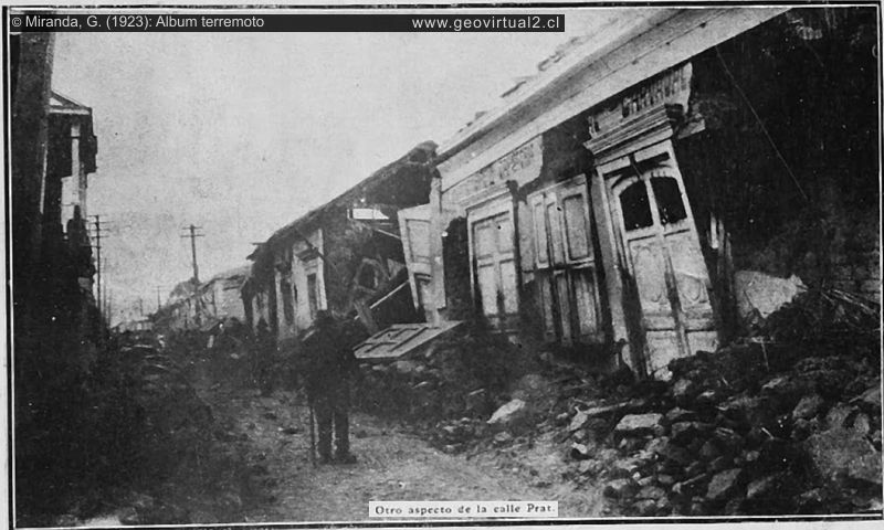 Calle Prat en Vallenar después del terremoto de 1922