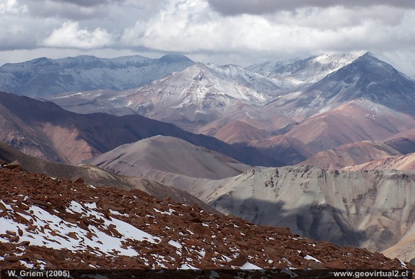 Aussicht vom Cachito Pass auf die Anden, Atacama Region, Chile