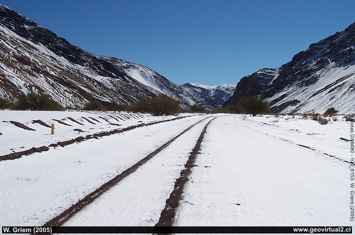 Paipote Gorge (Region of Atacama, Chile) with snow in July 2005. Sector El Escorial in 2000 meters high. 