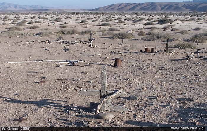 Alter Friedhof in Monte Amargo in der Atacama-Wüste, Chile