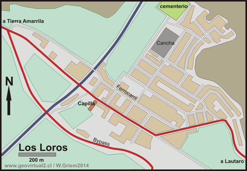 Strassenkarte von Los Loros Region de Atacama, Chile