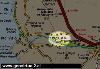 Mapa del sector María Isabel, Atacama - Chile