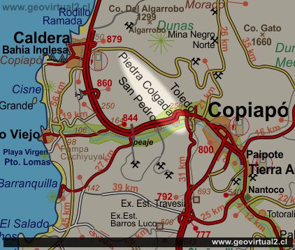 Karte Copiapo - Piedra Colgada - Caldera in der Atacama Wüste