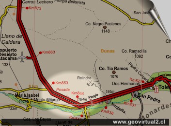 Carta del sector Relincho en Atacama - Chile