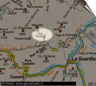 Mapa del sector portezuelo Santo Tomás