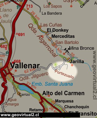 Karte Atacamawüste bei Vallenar