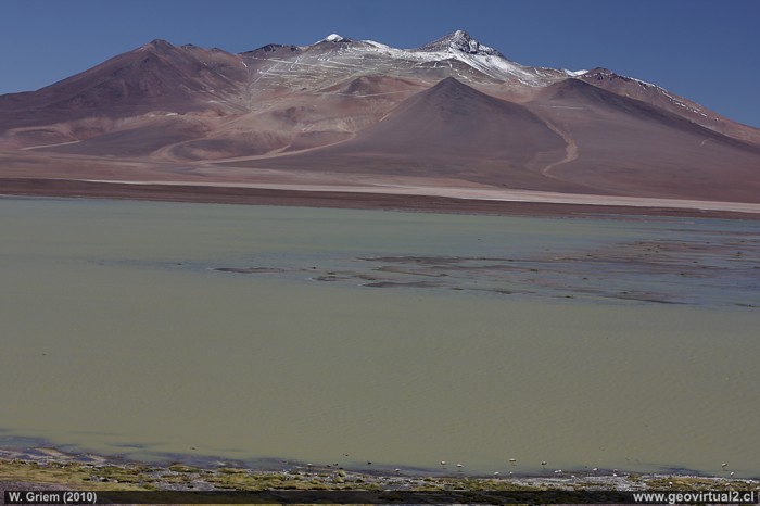 Der Vulkan Copiapo und die Laguna Negro Francisco in der Atacama Region, Chile