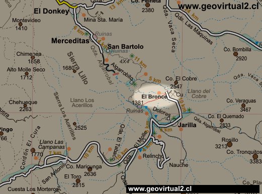Strassenkarte des Bereiches Jarilla - San Bartolo