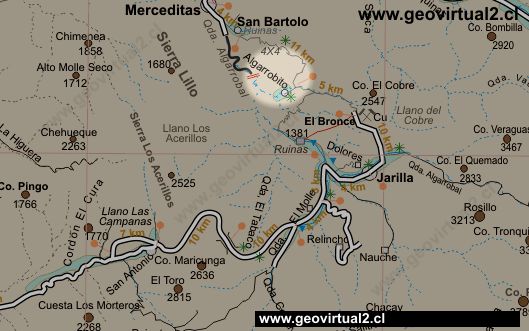 Karte vom Bereich Bartolo - Atacamawüste