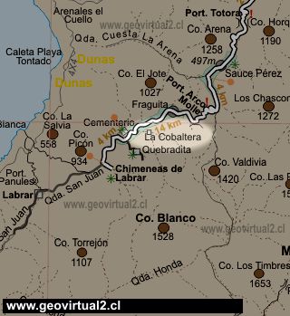Carta de la ubicación de la Cobaltera, Atacama - Chile