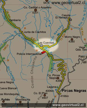 Strassenkarte Cuevitas - Pircas Negras Pass in der Atacama Region, Chile
