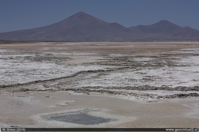 Blick auf den Pedernales Salzsee in den Anden der Atacama Wüste in Chile